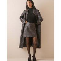 Nobody's Child Leighton Leather Mini Pencil Skirt Brown