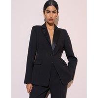 Nobody's Child Satin Look Tailored Tuxedo Blazer Black