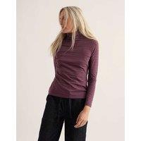 Seasalt Cornwall Cotton Rich Striped Roll Neck Top Purple Mix