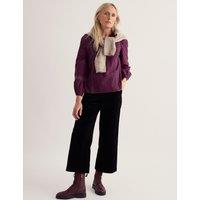 Seasalt Cornwall Pure Cotton Dobby Notch Neck Lace Insert Top Purple