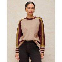 White Stuff Colour Block Striped Sleeve Jumper Natural Mix