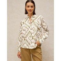 White Stuff Pure Cotton Embroidery Print Shirt White Mix