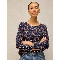 White Stuff Pure Cotton Printed T-Shirt Navy Mix