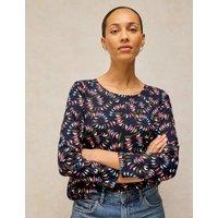 White Stuff Pure Cotton Printed T-Shirt Navy Mix