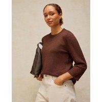 White Stuff Cotton Rich Crew Neck Jumper Brown