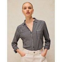White Stuff Pure Cotton Collared Shirt Navy Mix