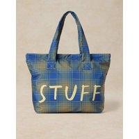 White Stuff Checked Tote Bag Green Mix