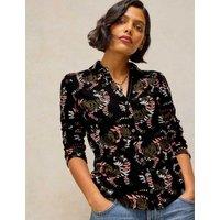 White Stuff Pure Cotton Printed Collared Shirt Black Mix