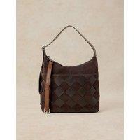 White Stuff Leather Woven Shoulder Bag Brown