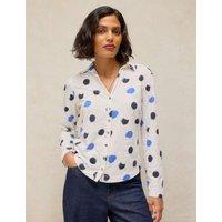 White Stuff Pure Cotton Printed Collared Shirt White Mix