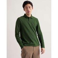 Seasalt Cornwall Pure Cotton Pique Long Sleeve Polo Shirt Dark Green