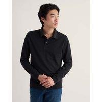 Seasalt Cornwall Pure Cotton Pique Long Sleeve Polo Shirt Black