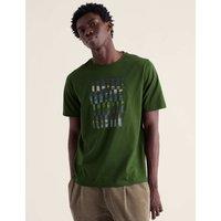 Seasalt Cornwall Pure Cotton Abstract Graphic T-Shirt Green Mix