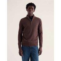 Seasalt Cornwall Merino Wool Rich Half Zip Jumper Brown
