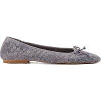 Dune London Leather Woven Slip On Flat Ballet Pumps Grey