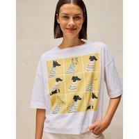 White Stuff Pure Cotton Printed T-Shirt White Mix