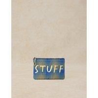 White Stuff Checked 'Stuff' Zipped Pouch Green Mix