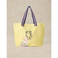 White Stuff Pure Cotton Dog Graphic Tote Bag Green Mix