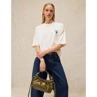 White Stuff Pure Cotton Embellished T-Shirt White Mix