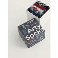 Seasalt Cornwall 4 Pack Boats Cotton Rich Socks Gift Box Blue Mix
