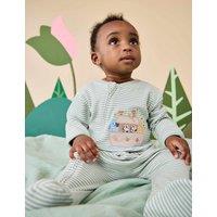 JoJo Maman Bb Cotton Jersey Applique Sleepsuit (7lbs - 12 Mths) Green Mix