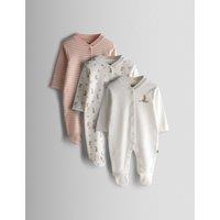 JoJo Maman Bb 3 Pack Cotton Sleepsuits Pink Mix