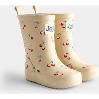 JoJo Maman Bb Cherry Print Lined Welly Boots (3 Small -13 Small) Stone