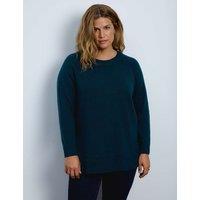 Live Unlimited London Cotton Rich Knitted Longline Jumper Green