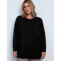 Live Unlimited London Cotton Rich Knitted Longline Jumper Black