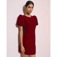 Nobody's Child Crew Neck Zip Up Mini Flared Dress Red