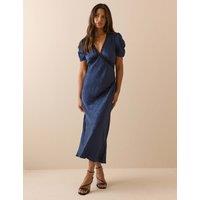 Nobody's Child Jacquard Floral Satin Dress Blue