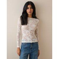 Nobody's Child Lace Ruched Front Relaxed Top Cream