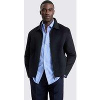MOSS Wool Blend Harrington Jacket Navy