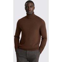 MOSS Merino Wool Rich Roll Neck Jumper Brown