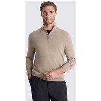 MOSS Merino Wool Rich Half Zip Jumper Taupe