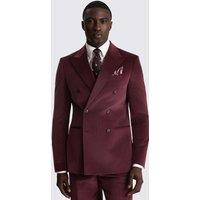 MOSS Tailored Fit Cotton Rich Double Breasted Suit Jacket Dark Berry