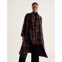 Seasalt Cornwall Wool Blend Checked Scarf Oversized Overcoat Multi