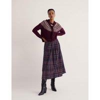Seasalt Cornwall Pure Cotton Checked Midi A Line Skirt Purple Mix