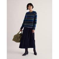 Seasalt Cornwall Pure Cotton Cord Midi A-Line Skirt Navy