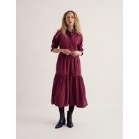Seasalt Cornwall Cotton Rich Cord Midi Waisted Dress Purple