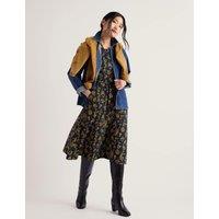 Seasalt Cornwall Cotton Rich Floral Midi Waisted Dress Navy Mix