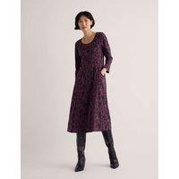 Seasalt Cornwall Cotton Rich Floral Midi Waisted Dress Purple Mix