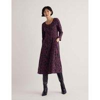 Seasalt Cornwall Cotton Rich Floral Midi Waisted Dress Purple Mix