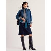 Seasalt Cornwall Pure Cotton Textured Knee Length A-Line Skirt Navy