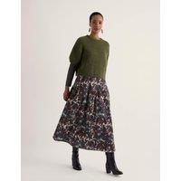 Seasalt Cornwall Pure Cotton Cord Floral Midi A-Line Skirt White Mix