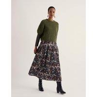 Seasalt Cornwall Pure Cotton Cord Floral Midi A-Line Skirt White Mix