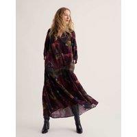 Seasalt Cornwall Cotton Rich Printed Midaxi Dress Burgundy Mix