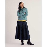 Seasalt Cornwall Denim Midi A-Line Skirt Navy