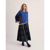 Seasalt Cornwall Pure Cotton Cord Checked Midi A-Line Skirt Blue Mix