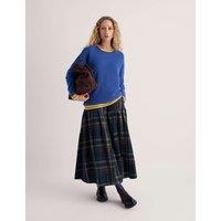 Seasalt Cornwall Pure Cotton Cord Checked Midi A-Line Skirt Blue Mix